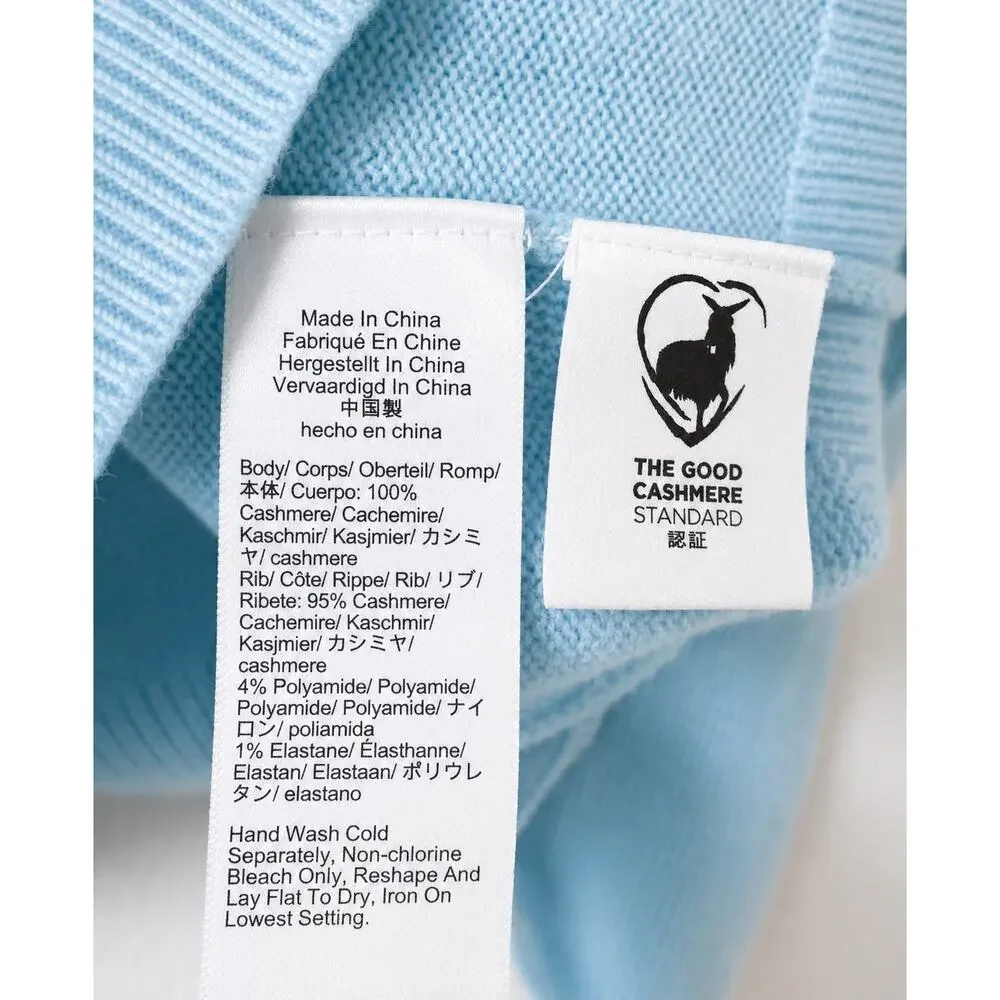 NWT Madewell 100% Cashmere Crewneck Sweater Light Aqua XS Relaxed Fit
